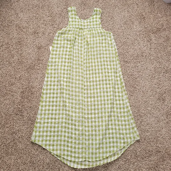 Lisa Says Gah Olive Gingham Dahlia Dress Green White Plaid Size Small NWT - Picture 5 of 6